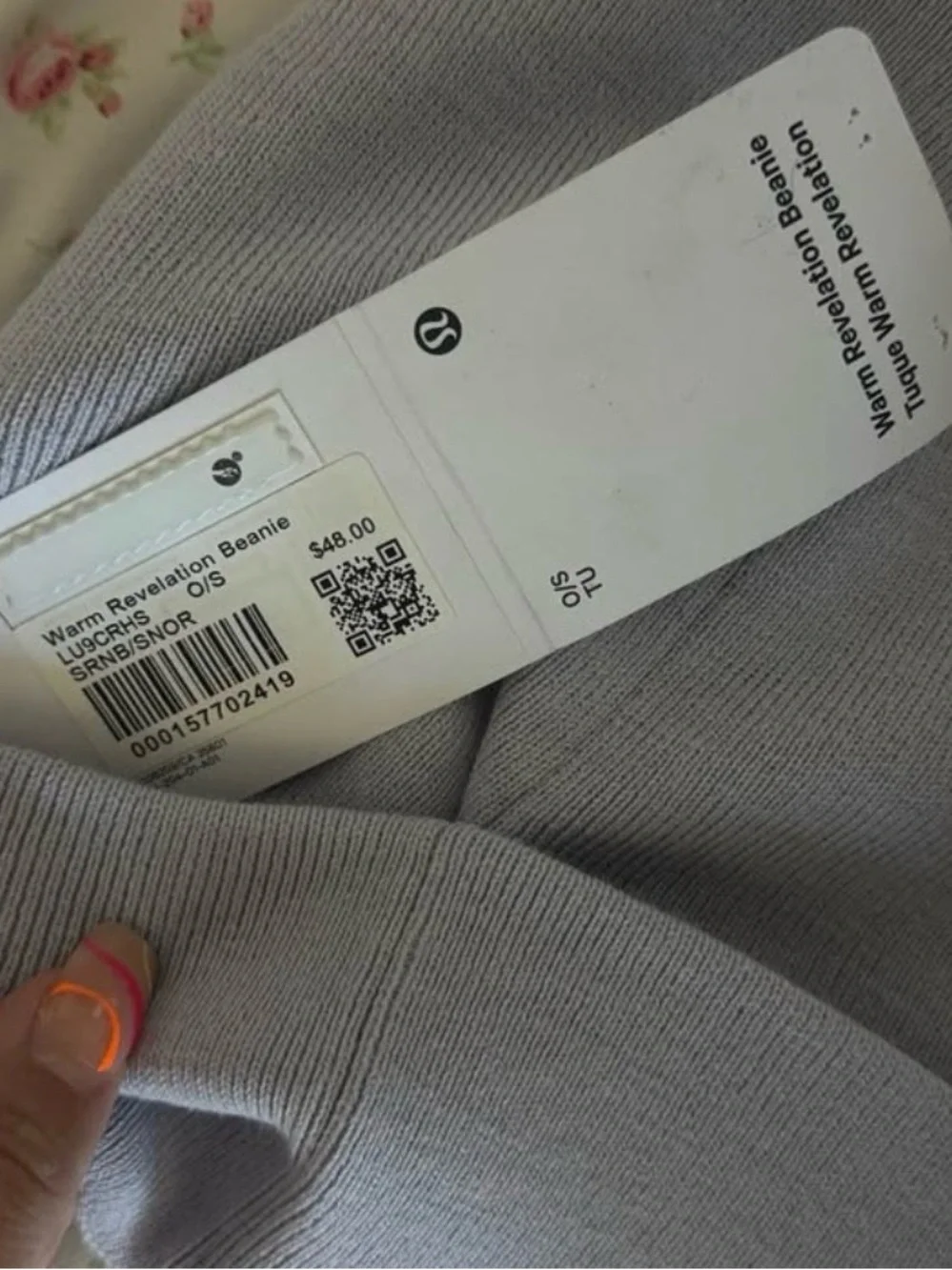 lululemon light gray/purple warm revelation  beanie
